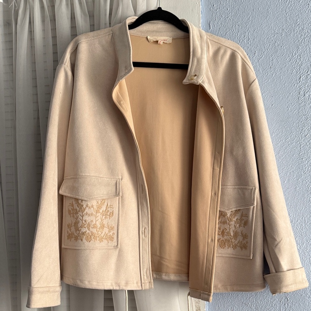 Solitaire Cream Utility Jacket with Floral Details